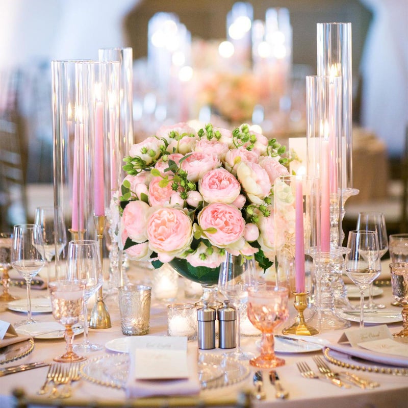 DEEMEI Artificial Peonies Flower Silk Peony Bouquet 4 Bundles Faux Persian Rose with Eucalyptus Leaves for Home Wedding Party Decoration (Light Pink) - Image 2